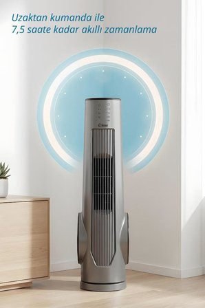 Kiwi KFAN-7693 Kule Tipi Vantilatör | LCD Ekran & 75 cm & 3 Kademe & Kumandalı & 7.5 Saat Zamanlayıcı