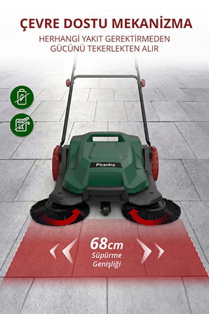 PFS-6766 Zemin Süpürücü 680 mm Süpürme Genişliği 24 L Atık Haznesi 2100 m²Saat Temizlik