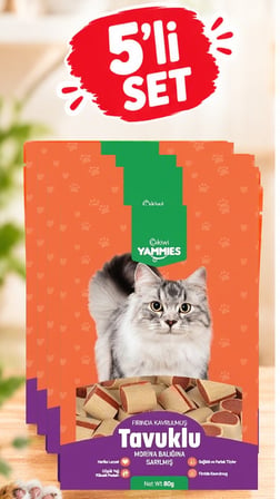 Kiwi Pets Kyct-50354 Yammies  Tavuklu Morina Balığına Sarılmış Kedi Ödül Maması  80gr  5Lİ SER