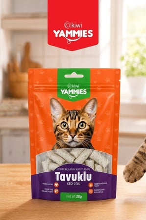Kiwi Pets Kyct-50355 Yammies Dondurularak Kurutulmuş Tavuklu Kedi Otlu Mama 20 Gr 20Lİ SET