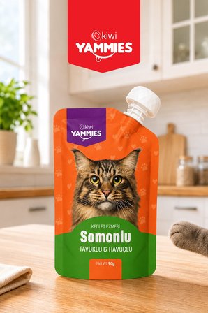 Kiwi Pets Kycc-50371 Yammies Somonlu Tavuklu Havuçlu Kedi Ezmesi 90 Gr*5 Adet