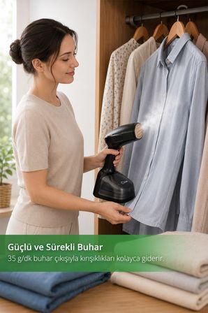 Kiwi KSI-671 Portatif Buharlı Kırışık Giderici 15 Saniyede Hızlı Isınma 4 Buhar Seviyesi 255 ml Su H