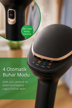 Kiwi KSI-671 Portatif Buharlı Kırışık Giderici 15 Saniyede Hızlı Isınma 4 Buhar Seviyesi 255 ml Su H