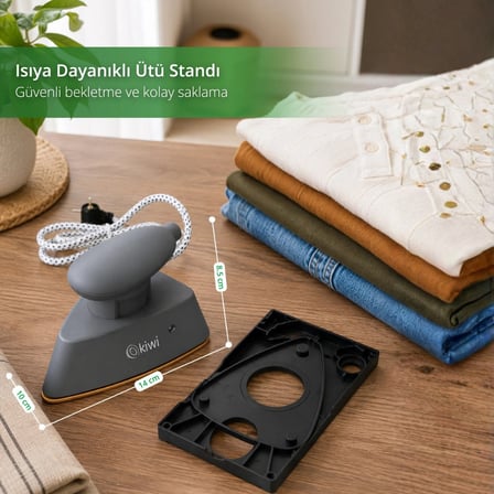 KSI-631 Seyahat Ütüsü Kompakt Tasarım Yapışmaz Taban Isıya Dayanıklı Stand