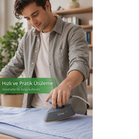 KSI-631 Seyahat Ütüsü Kompakt Tasarım Yapışmaz Taban Isıya Dayanıklı Stand