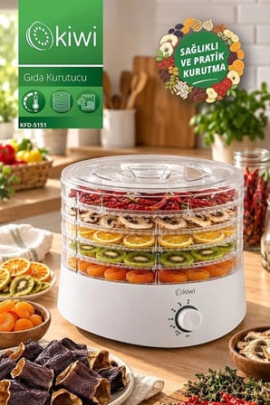 KFD-5151 Gıda Kurutucu | 5 Tepsili | 40–70 °C Ayarlı | Meyve ve Sebze Kurutma