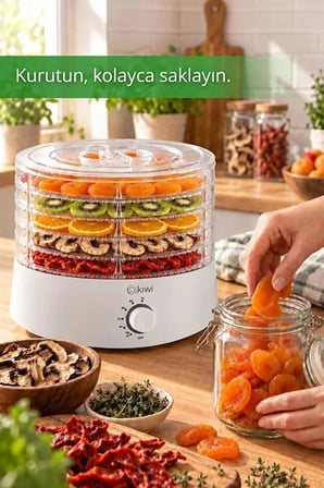KFD-5151 Gıda Kurutucu | 5 Tepsili | 40–70 °C Ayarlı | Meyve ve Sebze Kurutma
