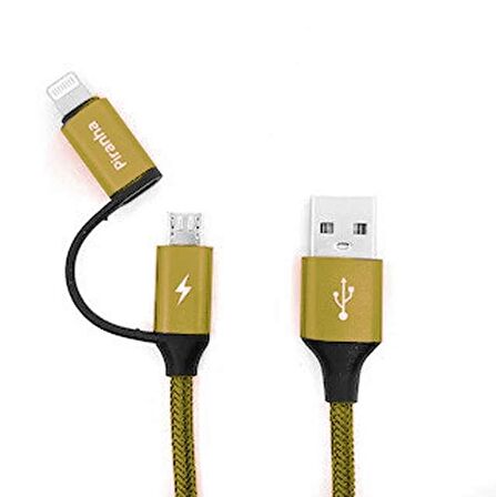 Piranha 2in1 Mikro Usb + Lightning Dual Usb Kablo