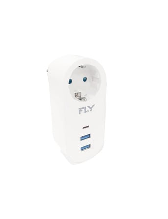 FLY-3400-01 1'li AKIM KORUMALI PRİZ+2 USB+TYPE-C Ş