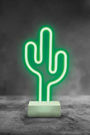 Piranha Dekoratif Neon Kaktüs Gece Aydınlatması