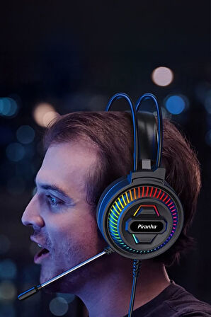 2175 RGB LED Işıklı Kulak Üstü Kablolu Oyuncu Kulaklığı / Gaming / Mikrofon / 2.2m Kablo Uzunluğu
