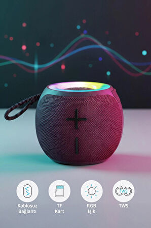 7837 Kablosuz TWS Bluetooth Hoparlör / USB & TF Kart Girişi / Farklı RGB Işık Modları