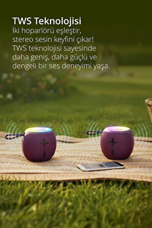 7837 Kablosuz TWS Bluetooth Hoparlör / USB & TF Kart Girişi / Farklı RGB Işık Modları