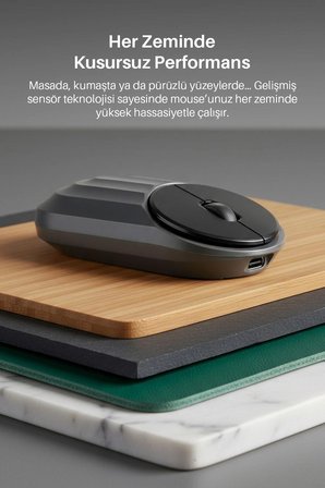 7657 Bluetooth + 2.4 Ghz Şarj Edilebilir Sessiz Tuşlu Kablosuz Mouse