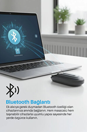 7657 Bluetooth + 2.4 Ghz Şarj Edilebilir Sessiz Tuşlu Kablosuz Mouse