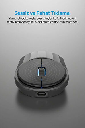 7657 Bluetooth + 2.4 Ghz Şarj Edilebilir Sessiz Tuşlu Kablosuz Mouse