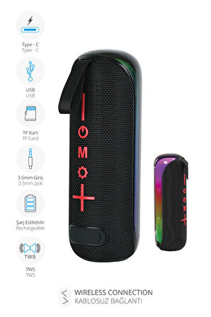 7840 Taşınabilir Rgb Tws Bluetooth Hoparlör / Aux-usb-tf Kart Girişi / Şarj Edilebilir / Kablosuz