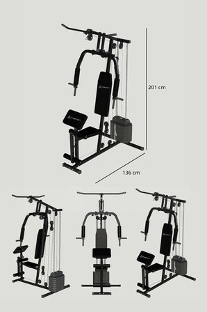 T-221 Çok Fonksiyonlu Tüm Vücut Çalışma Istasyonu / 45 Kg Ağırlık Plakası / Kardiyo - Güç - Esneme