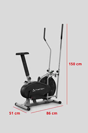 T-224 Eliptik Kondisyon Bisikleti / Lcd Gösterge (HIZ-MESAFE-KALORİ-ZAMAN) / Ayarlanabilir Sele