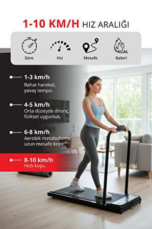 T-228 Katlanabilir Yürüyüş ve Koşu Bandı / Bluetooth ve Hoparlör/2HP Motor/10 KM Hız/Uzaktan Kumanda
