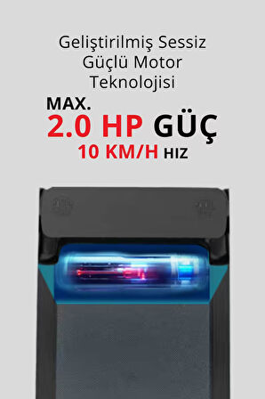 T-229 Katlanabilir Koşu Bandı / LCD LED Ekran /Bluetooth ve Hoparlör/2HP Güç 10 KM Hız/ Nabız Ölçme