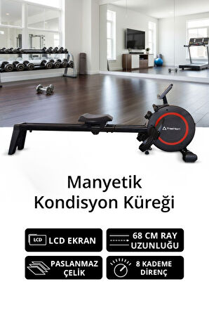 T-231 Manyetik Kondisyon Küreği / Paslanmaz Çelik / 8 Kademeli Direnç Ayarı / 68 cm Ray Uzunluğu