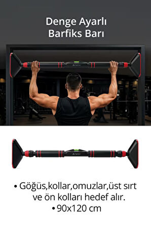 T-242 Denge Ayarlı Barfiks Barı / Ayarlanabilir 90-120 cm / Kapı Koridor / Barfix Aleti / Yeni Nesil