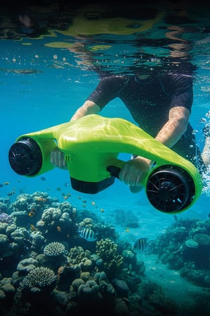 T-249Y Elektrikli Deniz Scooter 1200W Çift Motor 40m Dalış 3 Hız Aksiyon Kamera Sea Scooter
