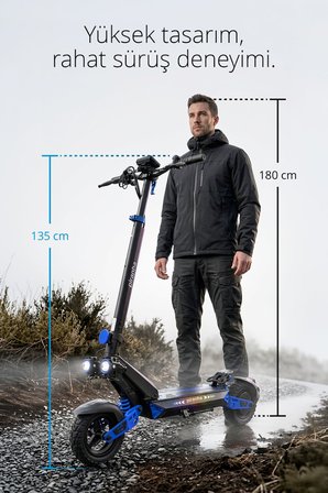 5025-M 1000W Elektrikli Scooter 48V 15Ah 50-60 Km Menzil Katlanabilir Çift Süspansiyon Off-Road Lastik
