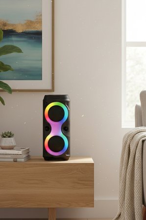 7862 RGB Parti Boy Bluetooth Hoparlör | TWS Bağlantı | USB Disk Girişi | Güçlü Bass | 39 x 17 cm