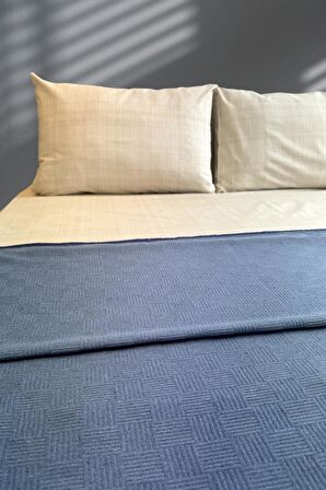 Alla Turca Çift Kişilik Doğal Pamuk Pike İndigo
