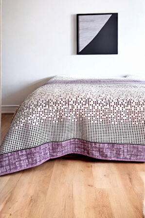 Alla Turca Çift Kişilik Modern Mozaik Desenli Pike – Lila | 200x240 cm | %100 Pamuk