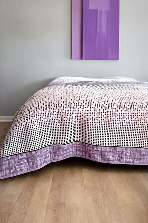 Alla Turca Çift Kişilik Modern Mozaik Desenli Pike – Lila | 200x240 cm | %100 Pamuk
