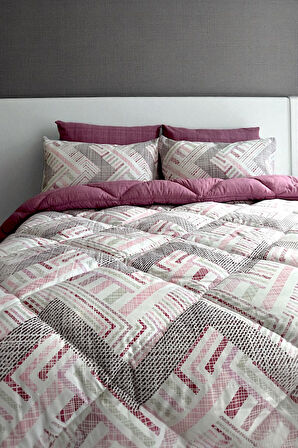 Alla Turca Çift Kişilik 4 Yastık Kılıflı Lastikli Çarşaflı Çift Taraflı Desenli Uyku Seti-Nova Gül Kurusu