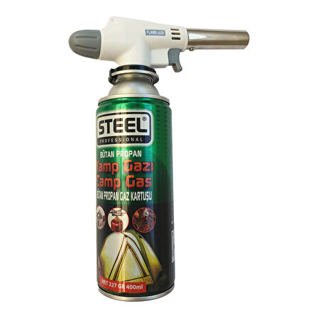 STEEL PROFESSIONAL - Kamp Gazı 1 Adet 400 ml - (Flame Gun - Pürmüz Çakmak 1 Adet )