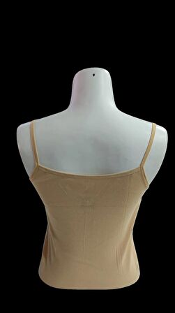 Kolcu Kadın Ribana İp Askılı Atlet - Ten