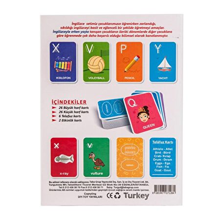 İngilizce Öğreniyorum Alfabe Flash Cards - Eğitici Zeka Kartlar