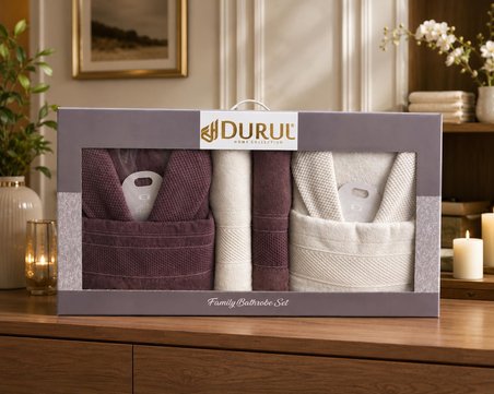 Durul Armina %100 Pamuk 8 Parça Aile Bornoz Seti