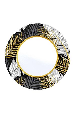 ALTIN SİMLİ YAPRAKLAR SİYAH TABAK 8'Lİ