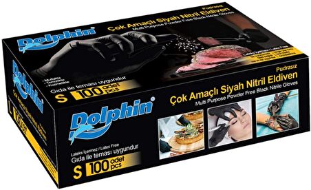 Pudrasız Siyah Nitril Eldiven Küçük Boy (S) 100 Lü Paket