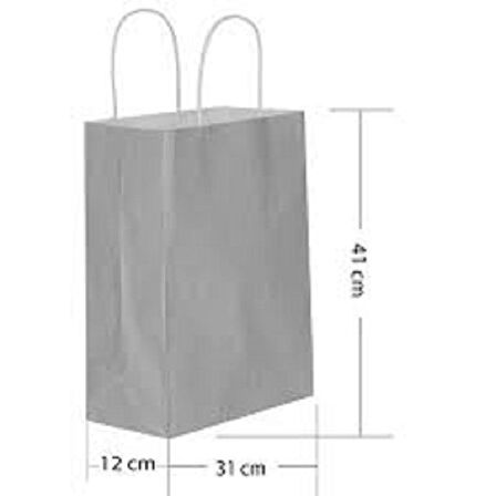 KRAFT KAĞIT ÇANTA GÜMÜŞ 25'Lİ 15CM X 20CM