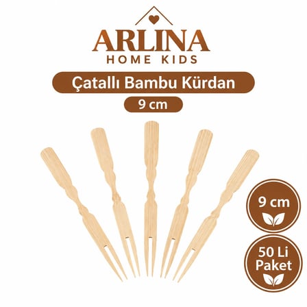 Arlina Home Kids Çatallı Bambu Kürdan 9 cm 50'li Paket