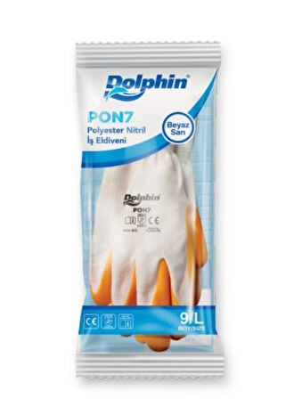 Dolphin PON7 Beyaz/Sarı Nitril Polyester İş Eldiveni