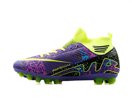 Laliga Erkek Çim Zemin Kramponu MKRP-MOR-SARI-DESENLI Mor