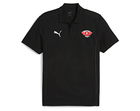 Puma Turk Hava Yolları Polo Tısort Türk Hava Yolları Erkek Futbol Polo Yaka Antrenman Tişörtü THY-65853503 Siyah
