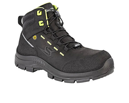 Swolx Crazy Deri Pu Microfiber-S3 Unisex İş Güvenliği Ayakkabısı COMBO-XL-750-PRO Siyah