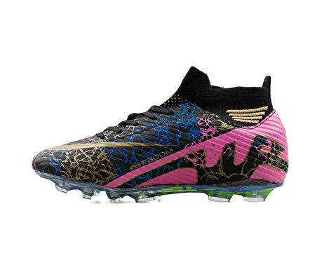 Laliga Erkek Çim Zemin Krampon MKRP-SIYAH-ALTIN-DESENLI-SEFFAF Siyah