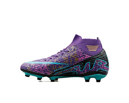 Laliga Çocuk Çim Zemin Kramponu FKRP-MOR-TURKUAZ-DESENLI Mor