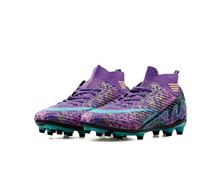 Laliga Çocuk Çim Zemin Kramponu FKRP-MOR-TURKUAZ-DESENLI Mor