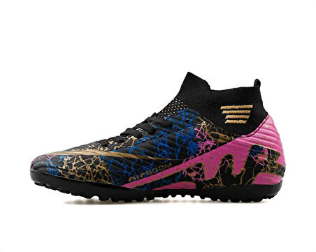 Laliga Erkek Çim Zemin Kramponu MHS-SIYAH-SIYAH-ALTIN-DESENLI Siyah